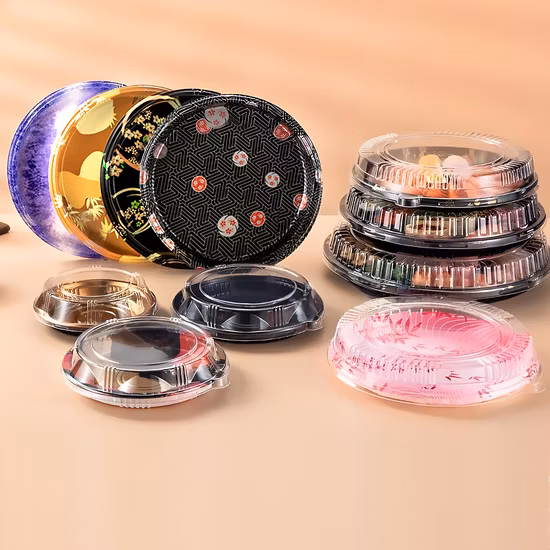 Одноразовый круглый поднос для вечеринки с 6 отделениями нескольких размеров, поднос для суши с анти